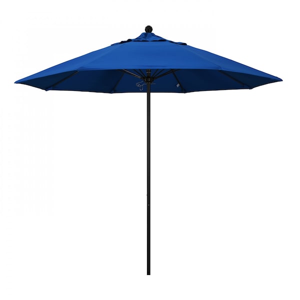 California Umbrella 9' Black Aluminum Market Patio Umbrella, Pacifica Pacific Blue 194061335772 - main